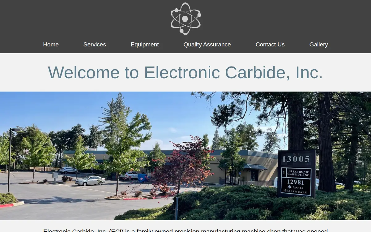 Homepage of Electronic Carbide, INC.