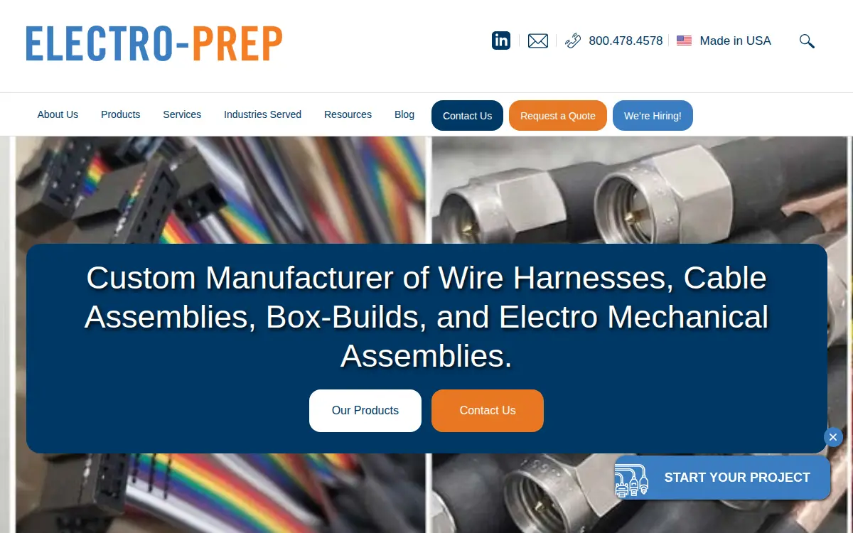 Homepage of Electro-prep INC