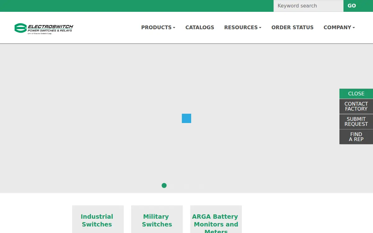 Homepage of Electro Switch CORP.
