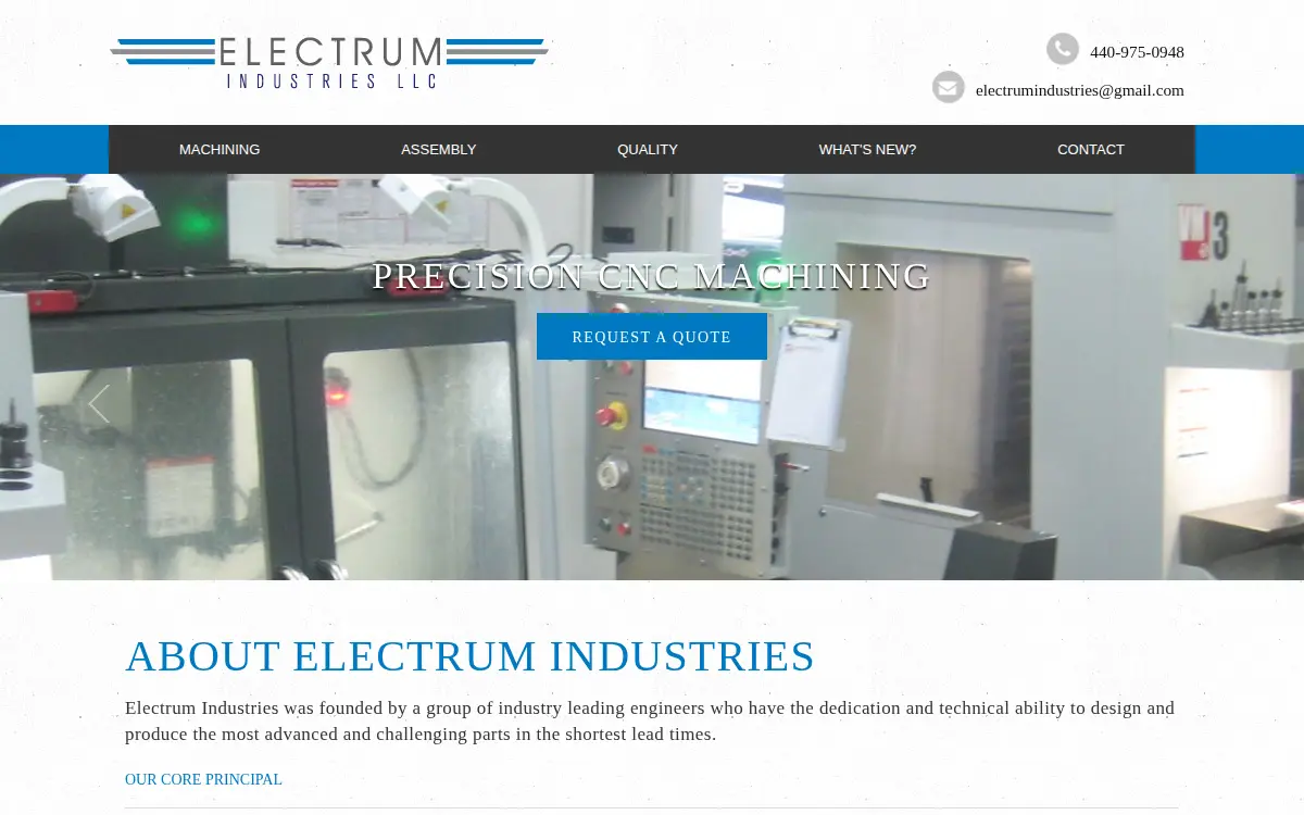 Homepage of Electrum Industries LLC