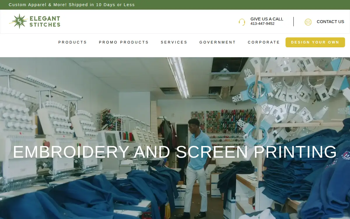 Homepage of Elegant Stitches, INC.
