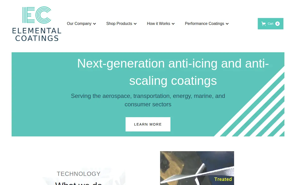 Homepage of Elemental Coatings LLC