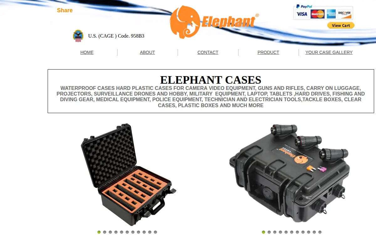 Homepage of Elephant Cases LLC