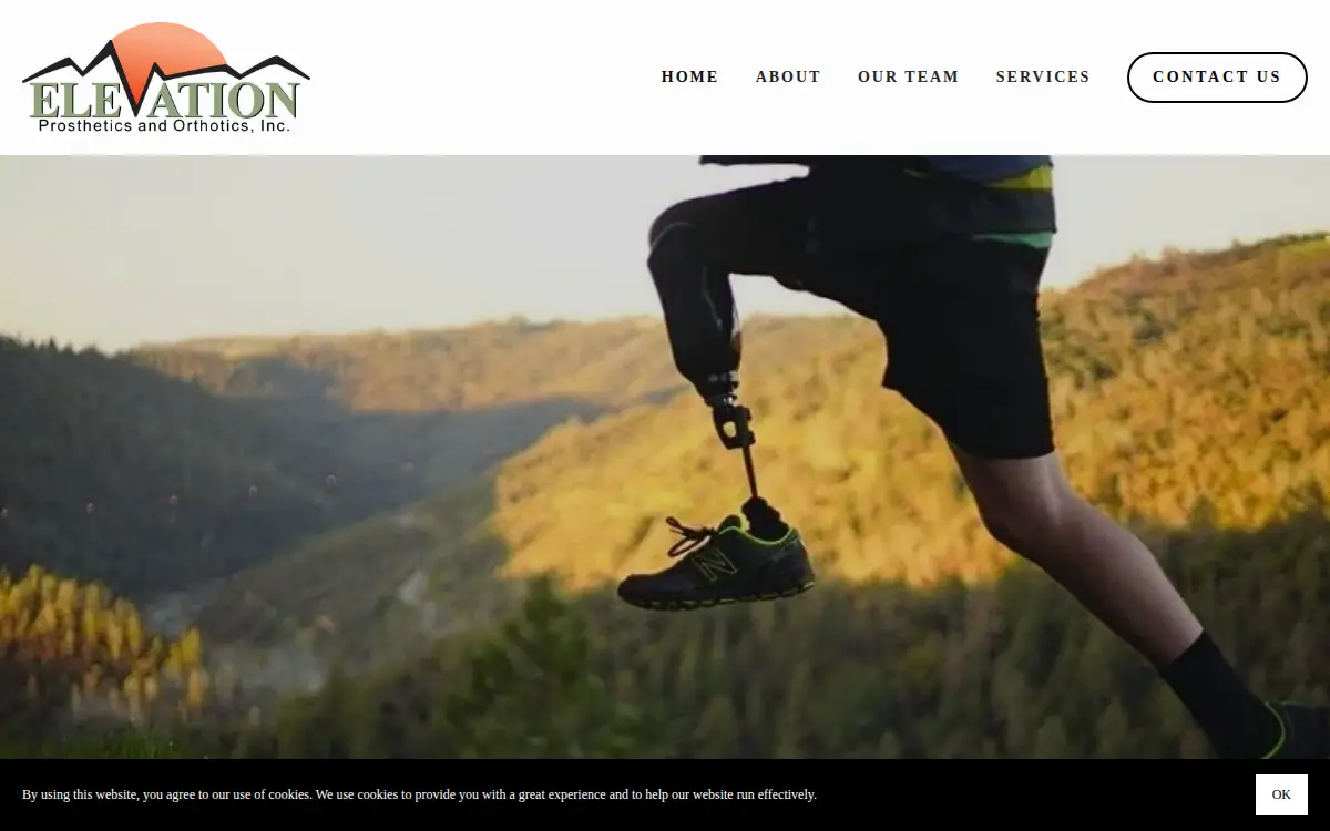 Homepage of Elevation Prosthetics and Orthotics, INC.