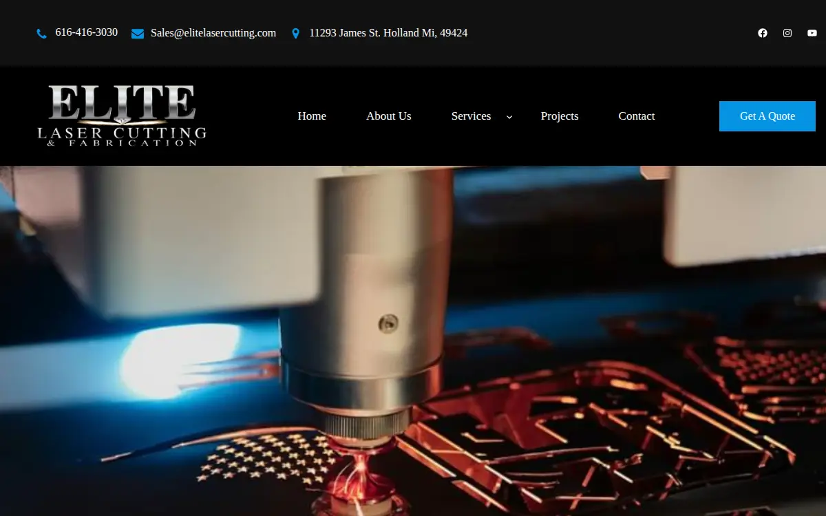 Homepage of Elite Laser Cutting LLC