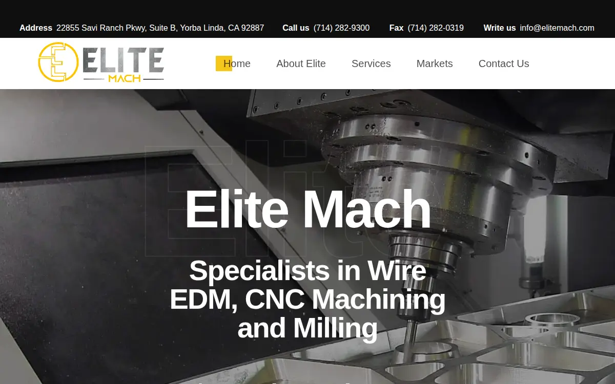 Homepage of Elite Machining & Engineering Services LLC