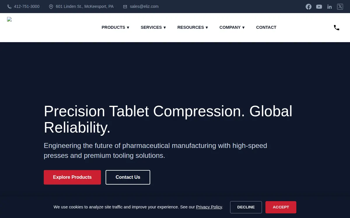 Homepage of Elizabeth Tooling, LLC