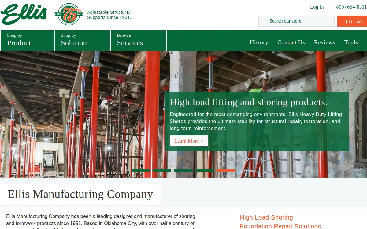 Homepage of Ellis Manufacturing CO INC
