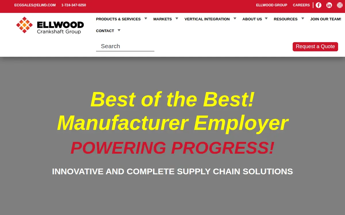 Homepage of Ellwood National Crankshaft Company