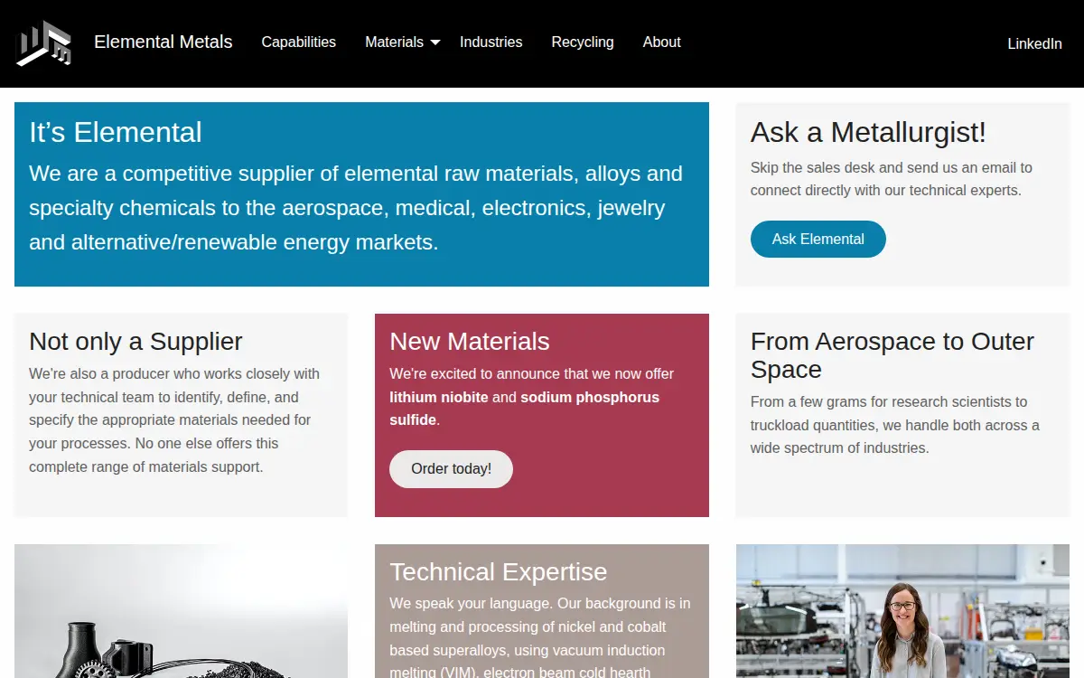 Homepage of El Metals LLC