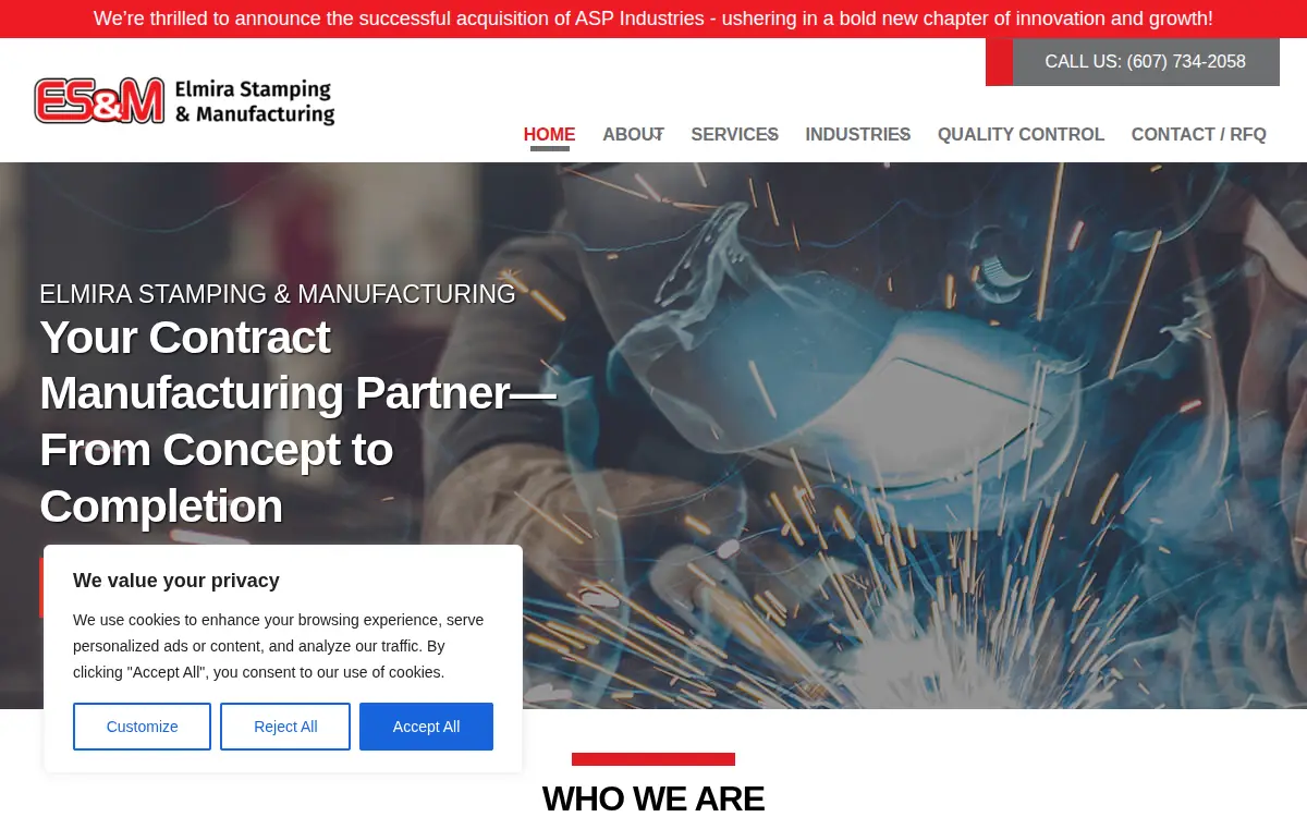 Homepage of Elmira Stamping & Manufacturing Corporation
