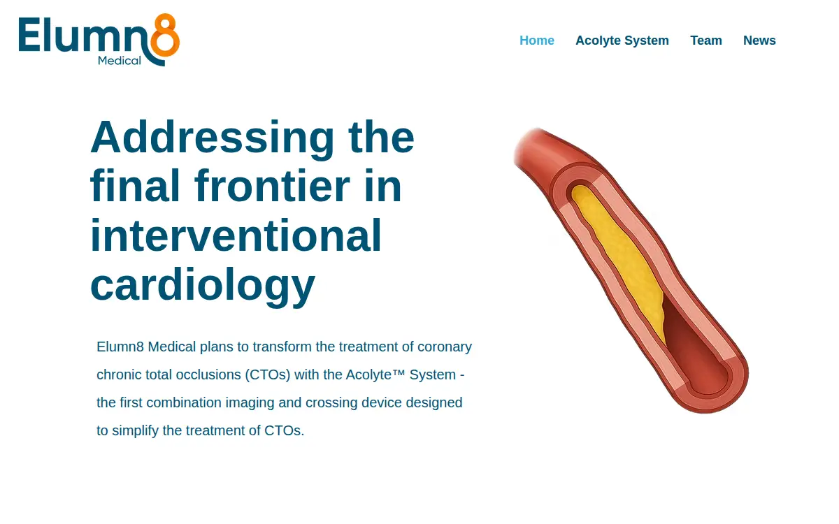 Homepage of Elumn8 Medical, INC.