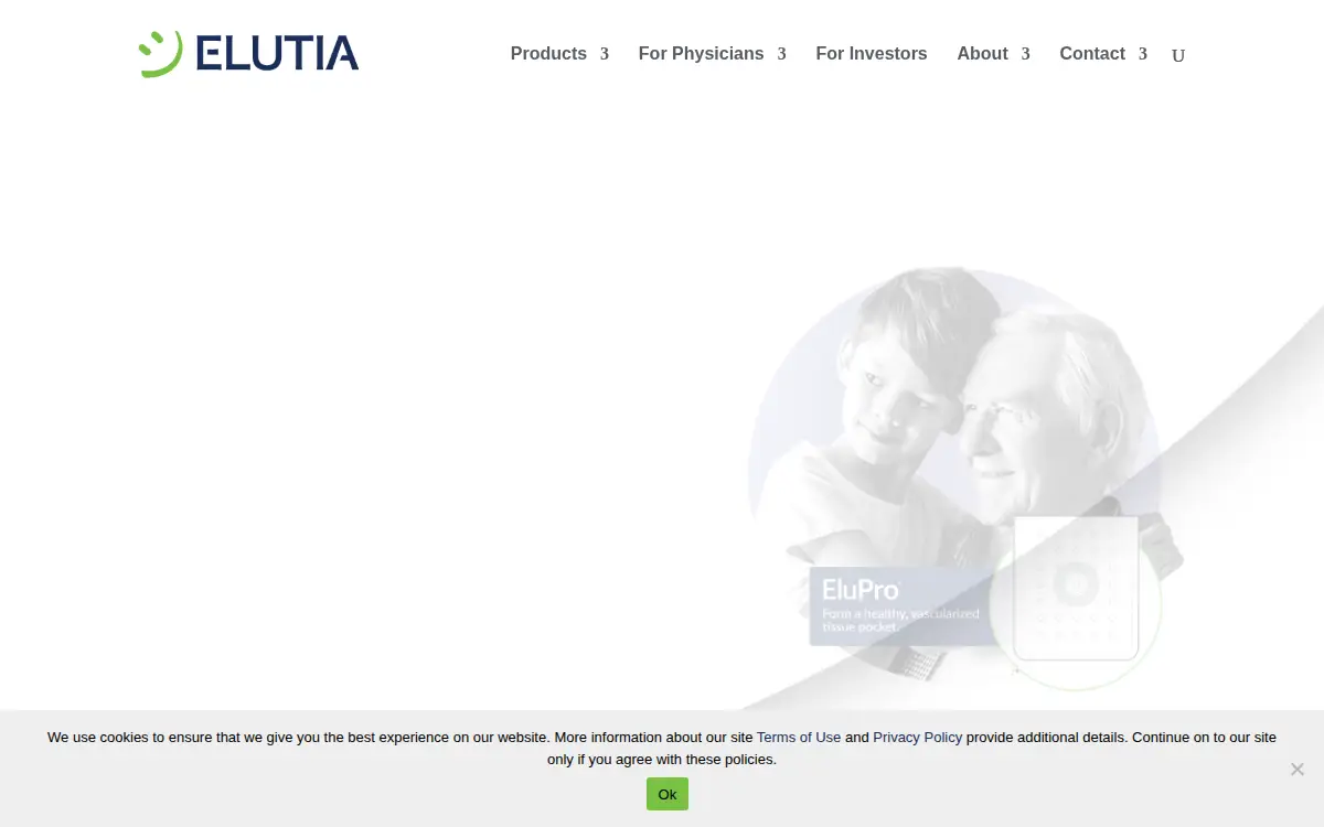 Homepage of Elutia INC.