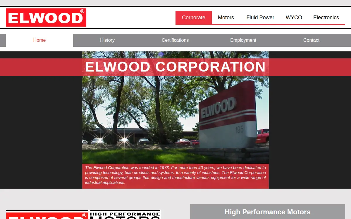 Homepage of Elwood Acquisition Company LLC