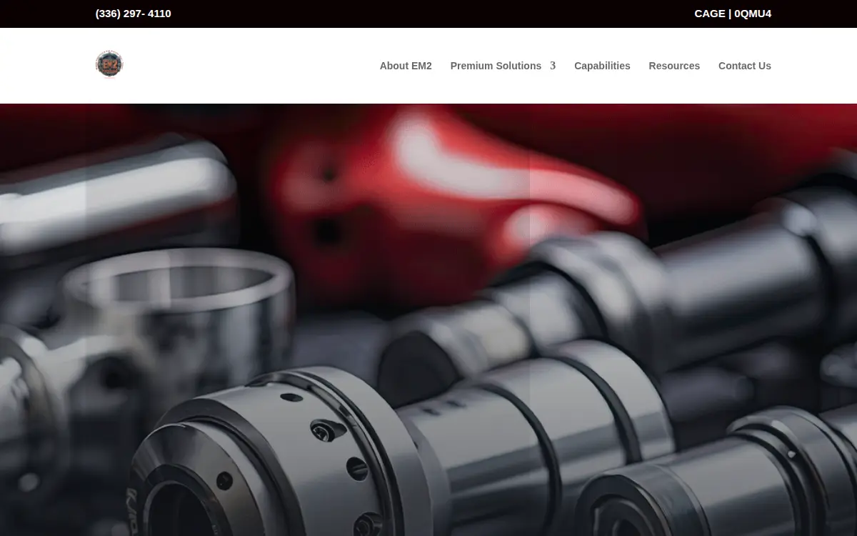Homepage of Em2 Machining, LLC
