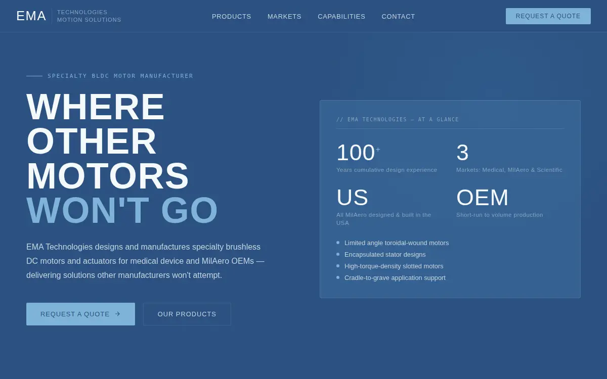 Homepage of Electric Motor & Actuator Technologies LLC