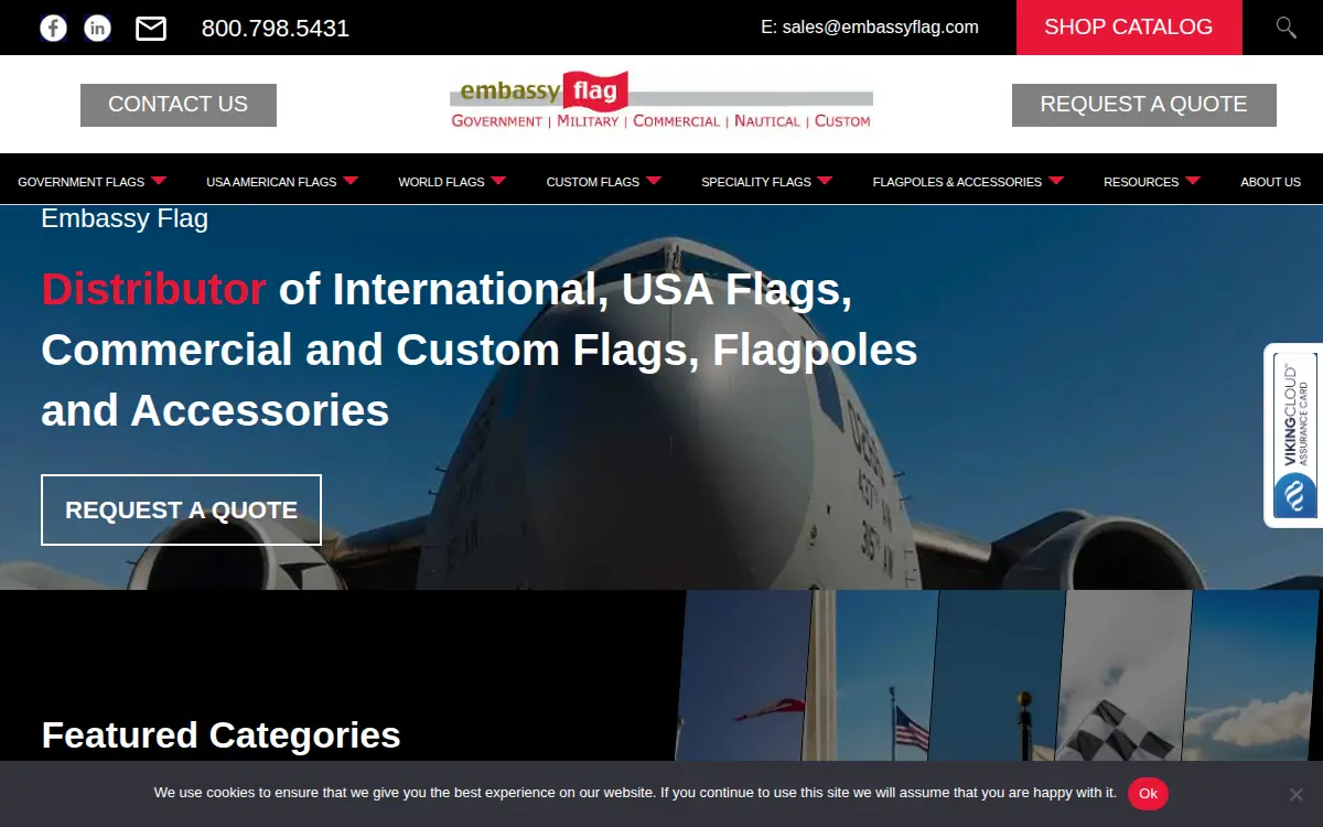 Homepage of Embassy Flag, INC.