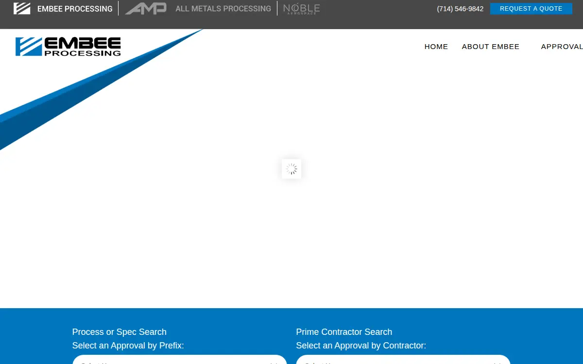 Homepage of Embee Processing, LLC