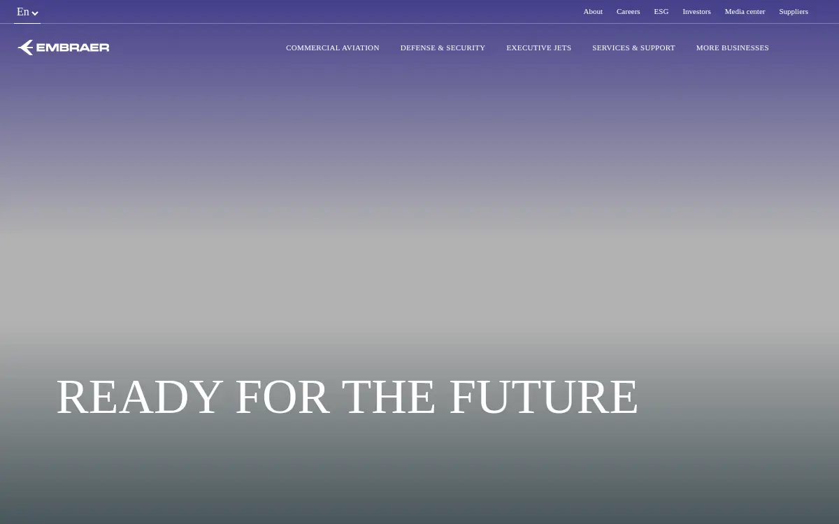 Homepage of Embraer Defense & Security, INC.
