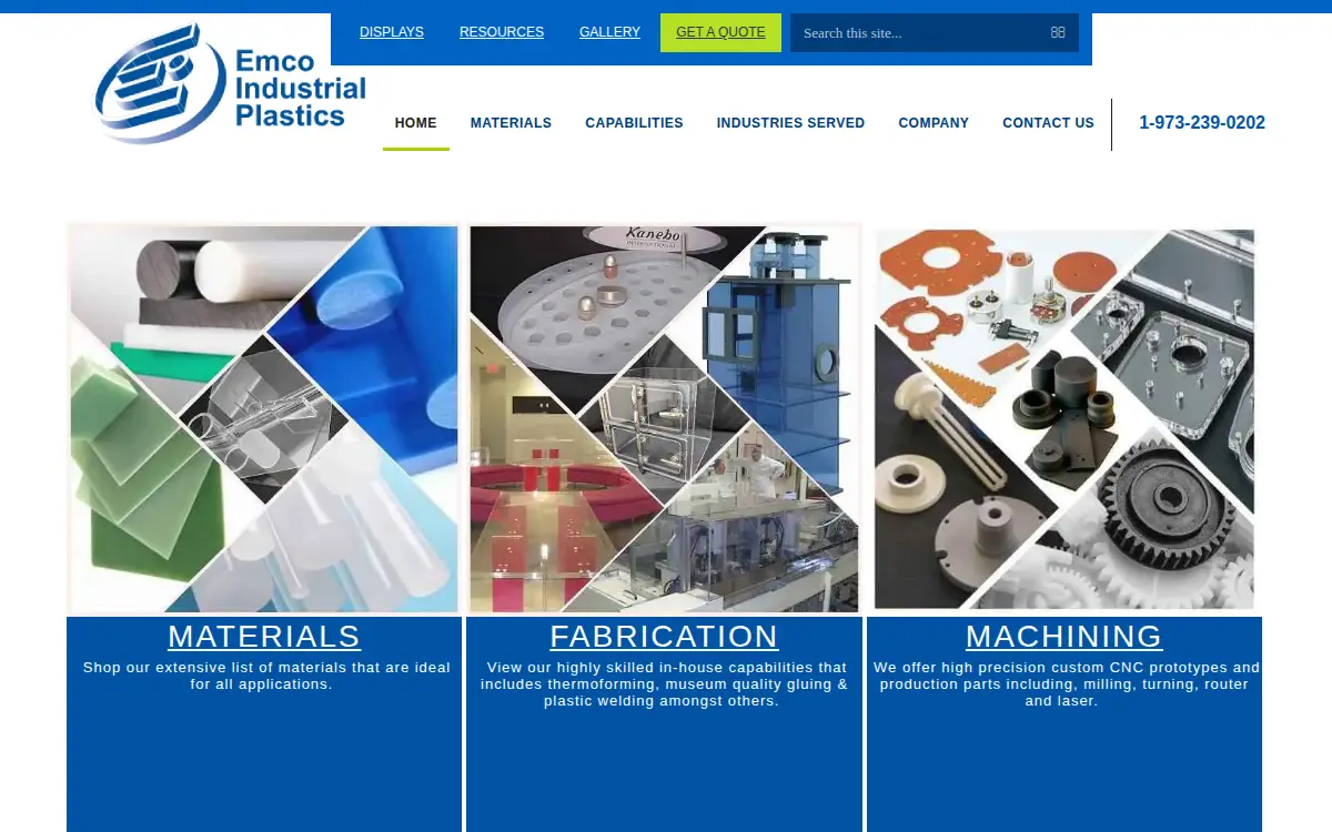 Homepage of Emco Industrial Plastics, LLC