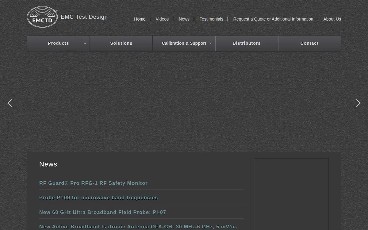 Homepage of Emc Test Design, LLC