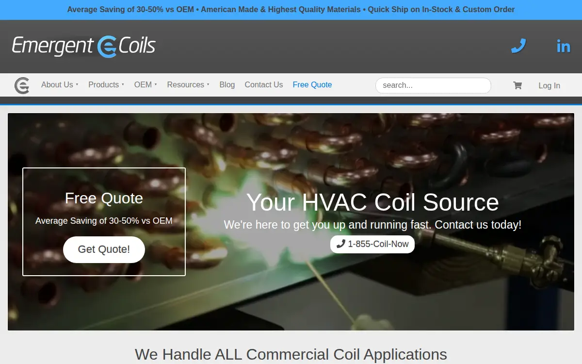 Homepage of Emergent Coils, LLC