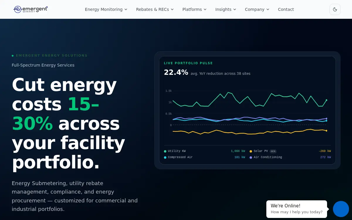 Homepage of Emergent Energy Solutions LLC