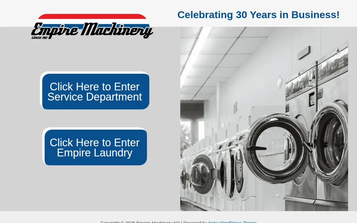 Homepage of Empire Laundry Machinery, INC