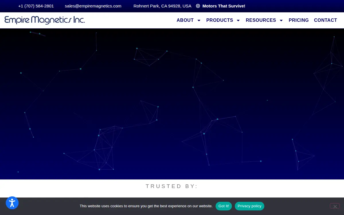 Homepage of Empire Magnetics INC.