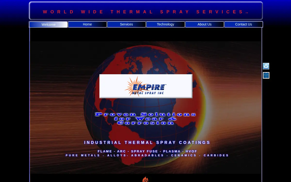 Homepage of Empire Metal Spray, INC.