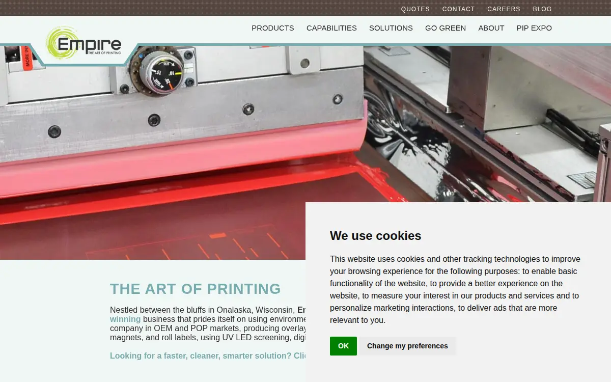 Homepage of Empire Screen Printing INC