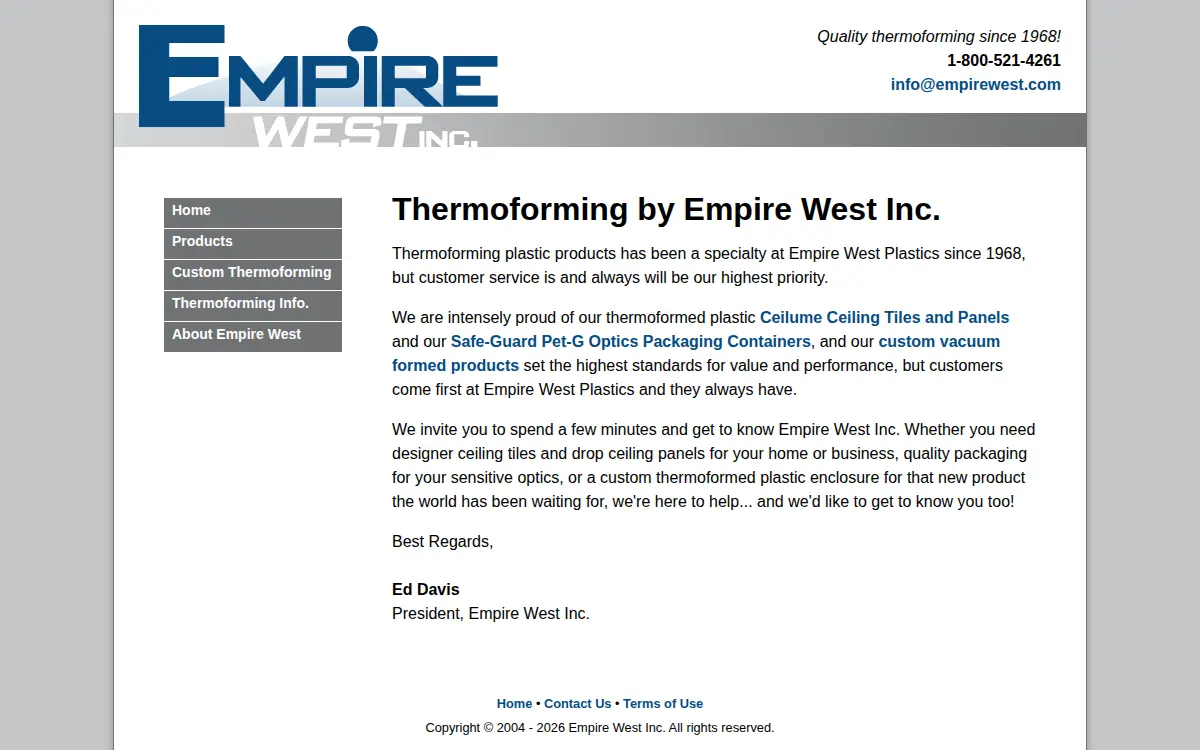Homepage of Empire West, INC.
