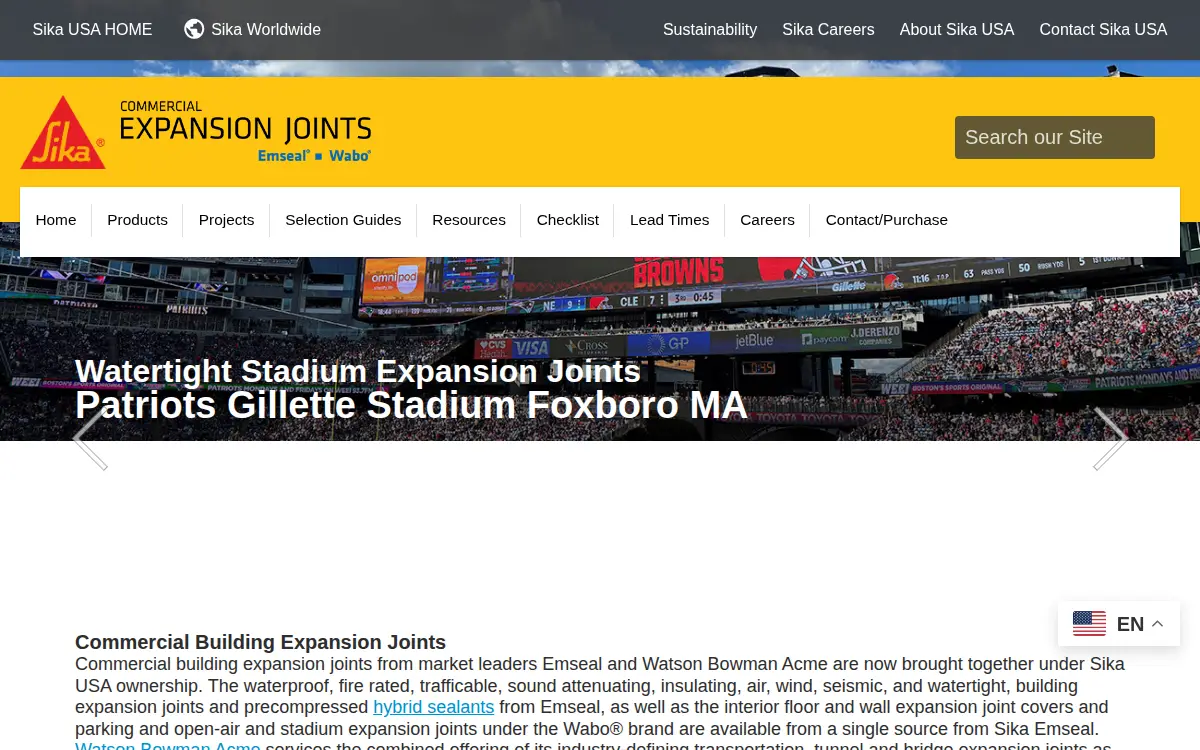 Homepage of Emseal Joint Systems, LTD.