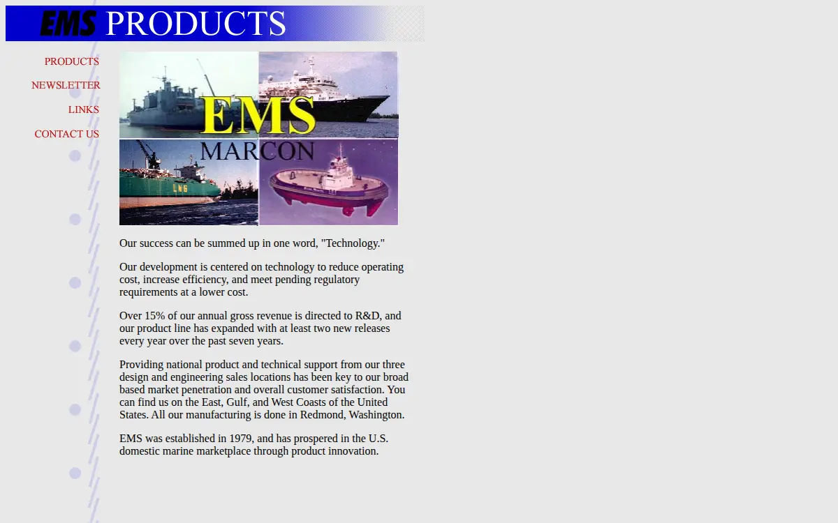 Homepage of Electronic Marine Systems, INC.