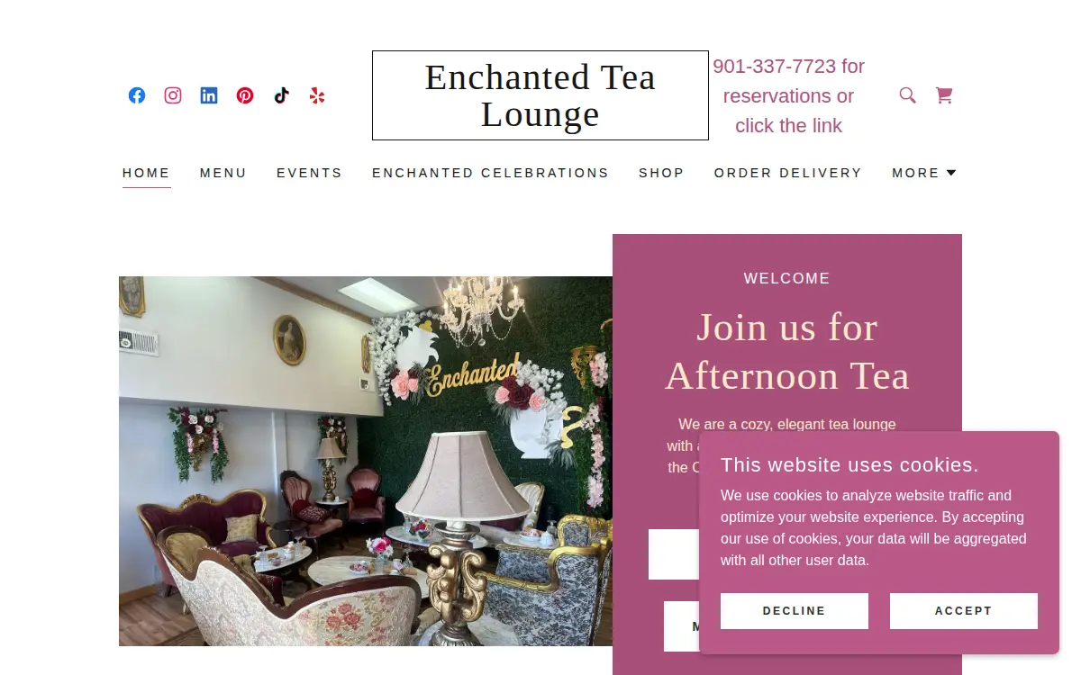 Homepage of Enchanted Tea Lounge, Incorporated