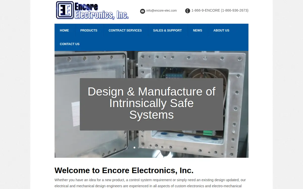 Homepage of Encore Electronics INC.