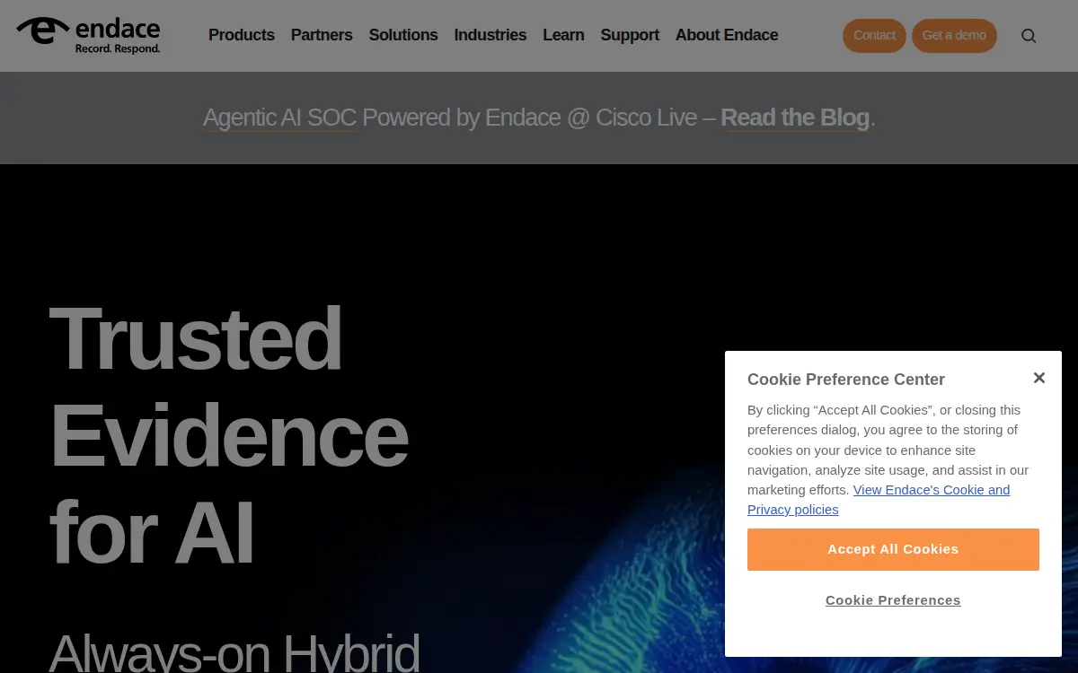 Homepage of Endace USA Limited