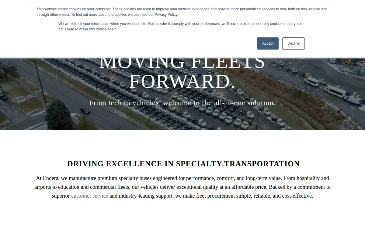Homepage of Endera Motors, LLC