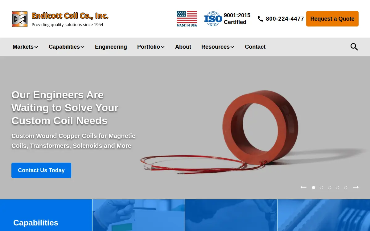 Homepage of Endicott Coil Co.,inc.
