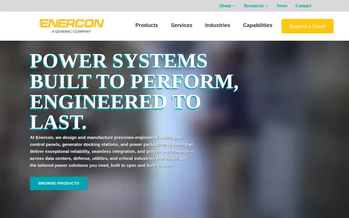 Homepage of Enercon Engineering LLC