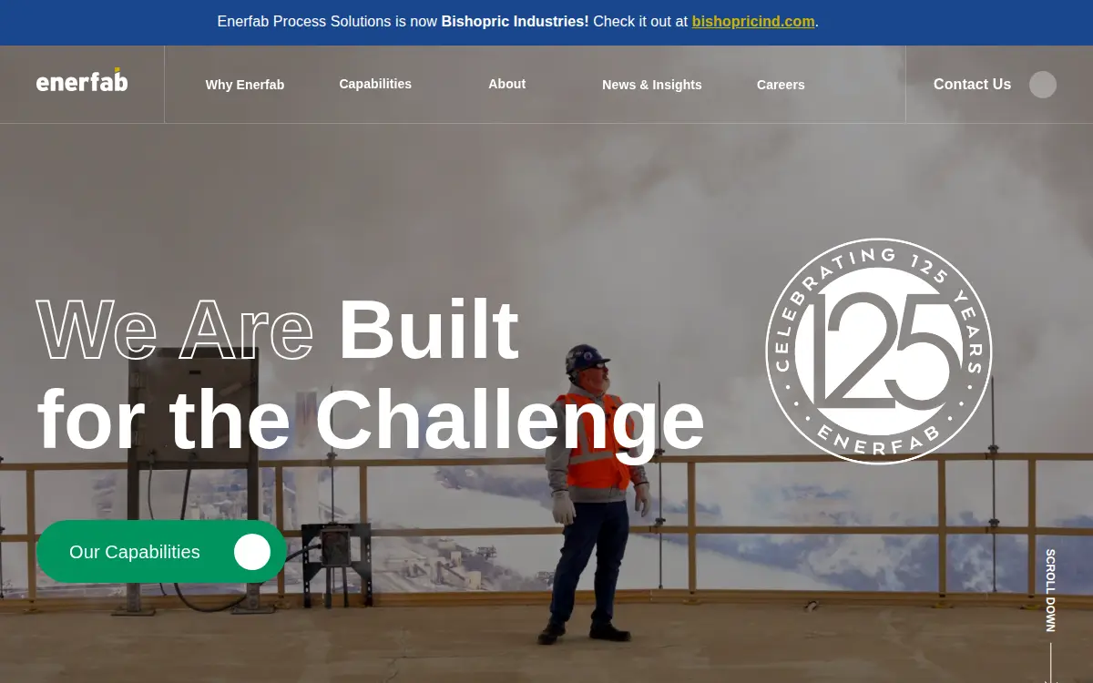 Homepage of Enerfab Power & Industrial, LLC