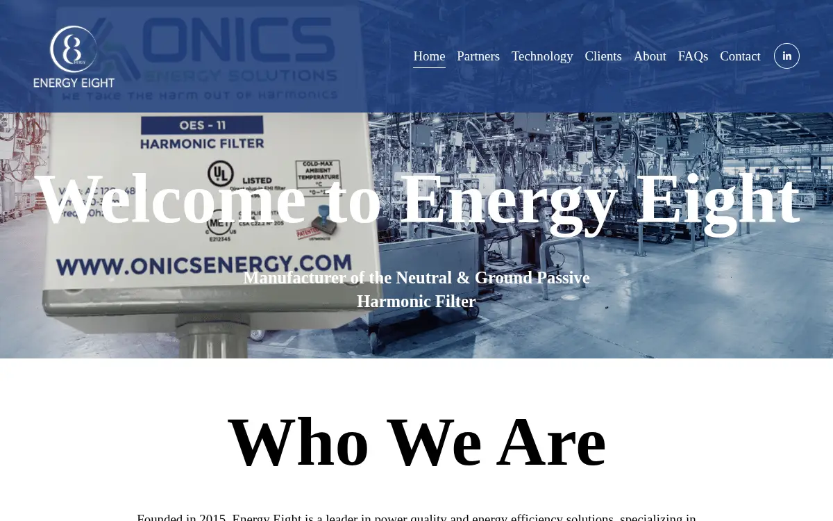 Homepage of Energy Eight LLC