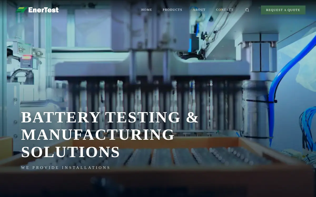Homepage of Enertest Solutions LLC