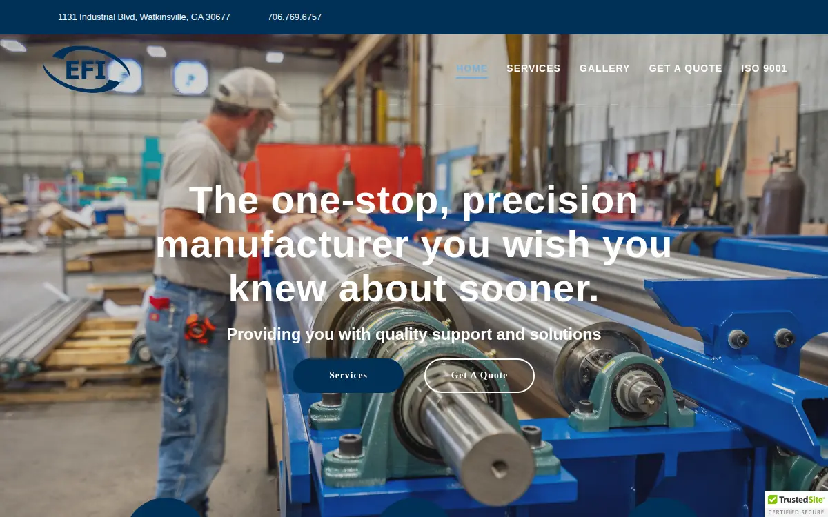 Homepage of Engineered Fabrication, INC