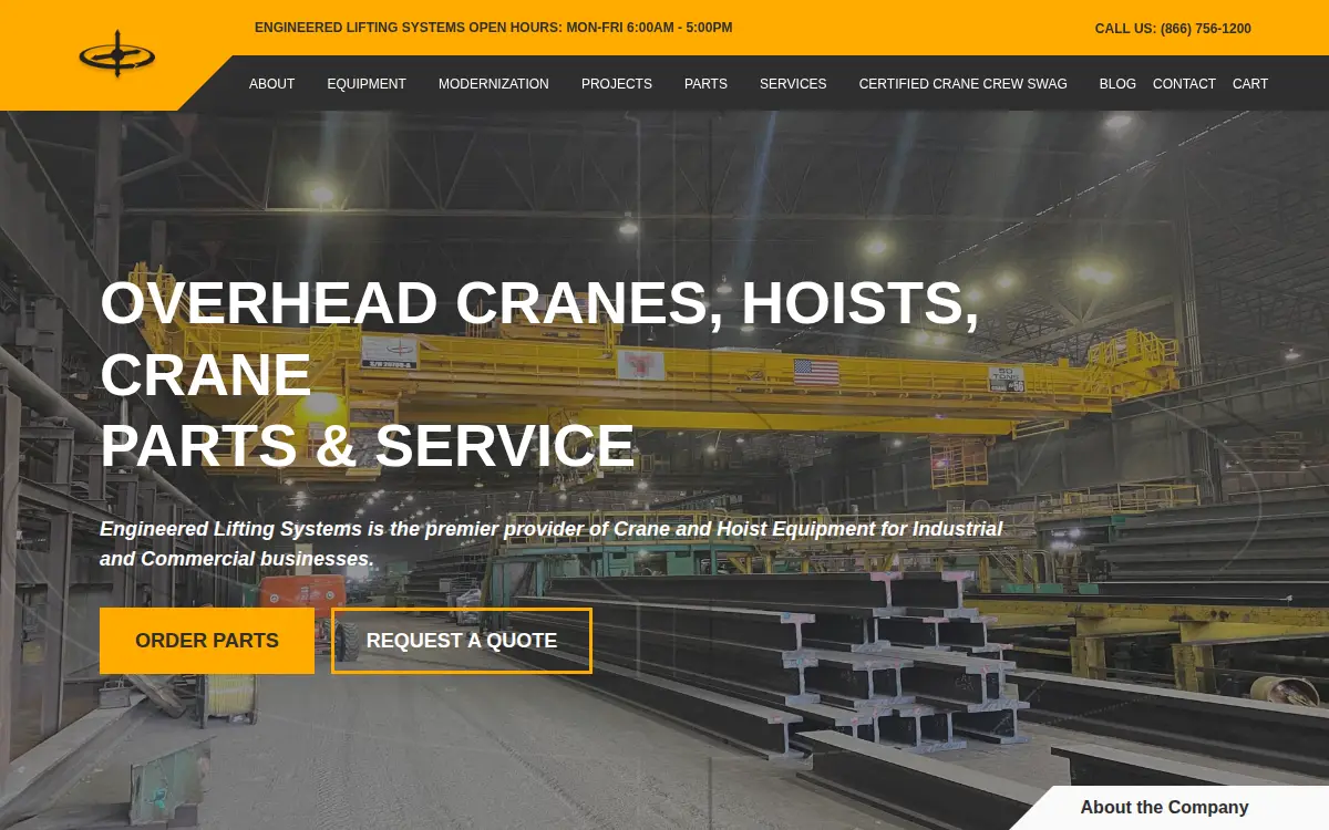 Homepage of Engineered Lifting Systems LLC