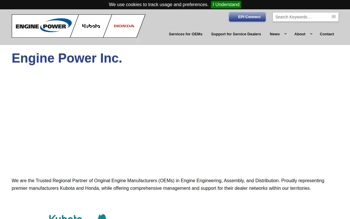 Homepage of Engine Power, INC.