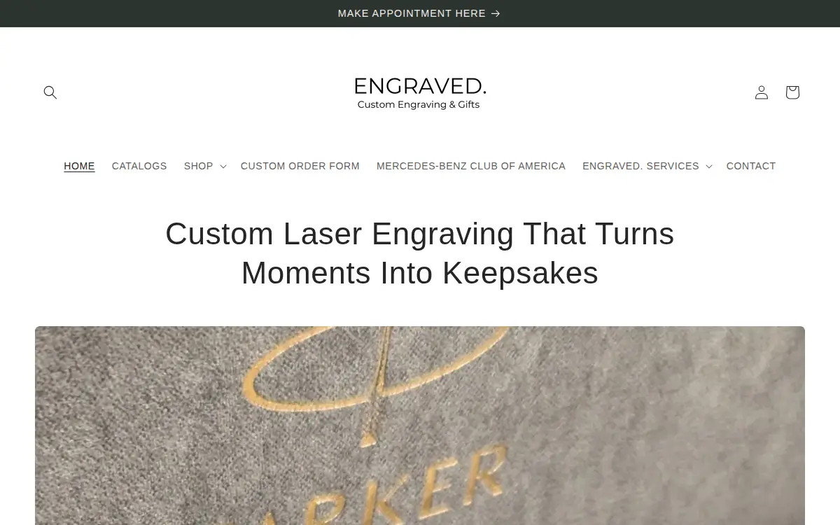 Homepage of Engraved LLC