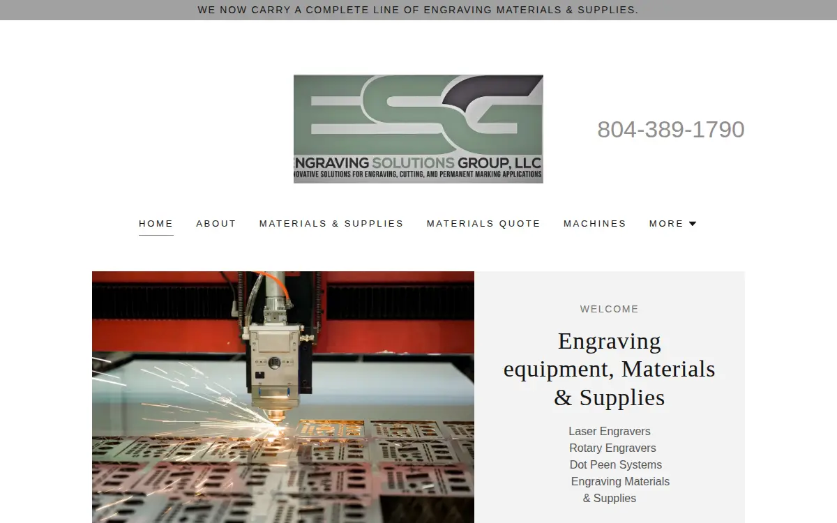 Homepage of Engraving Solutions Group, LLC