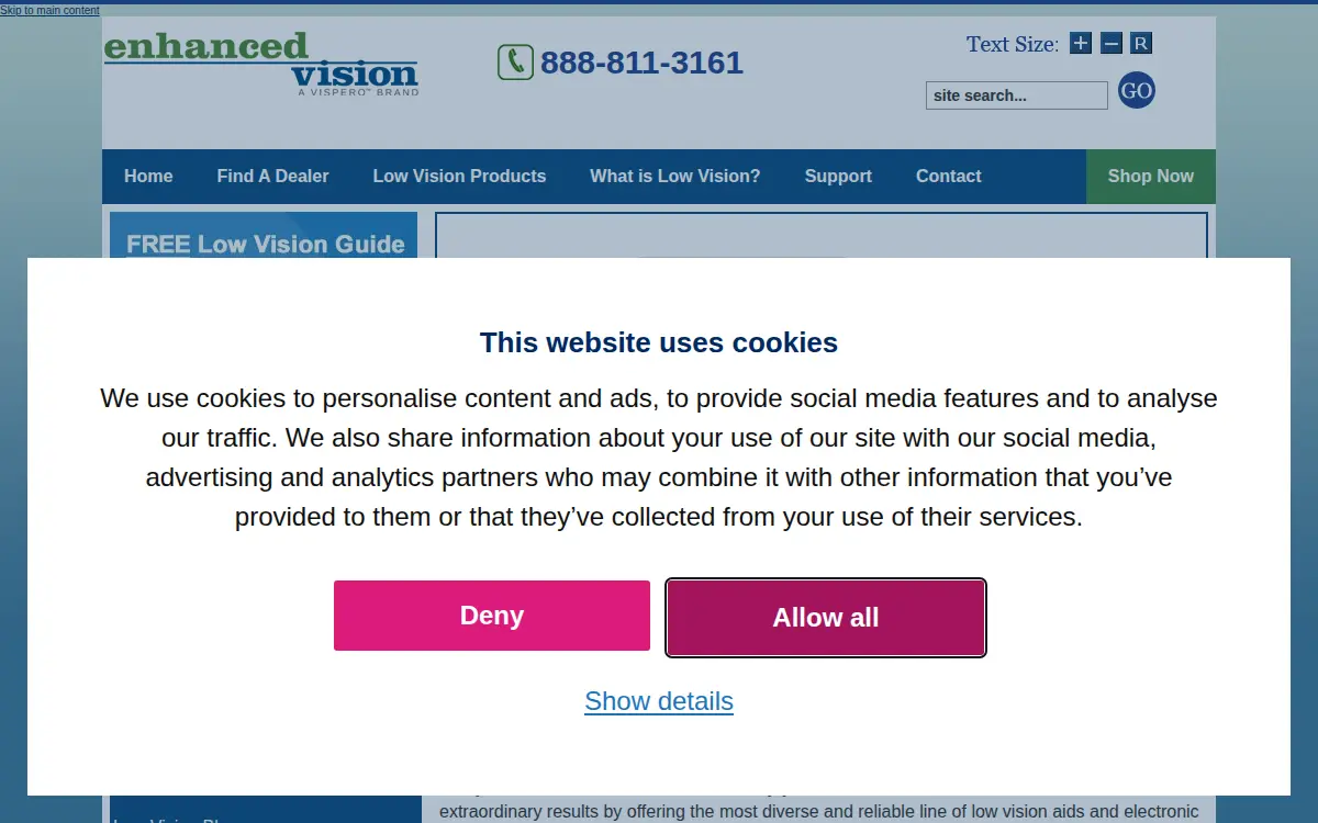 Homepage of Enhanced Vision Systems INC