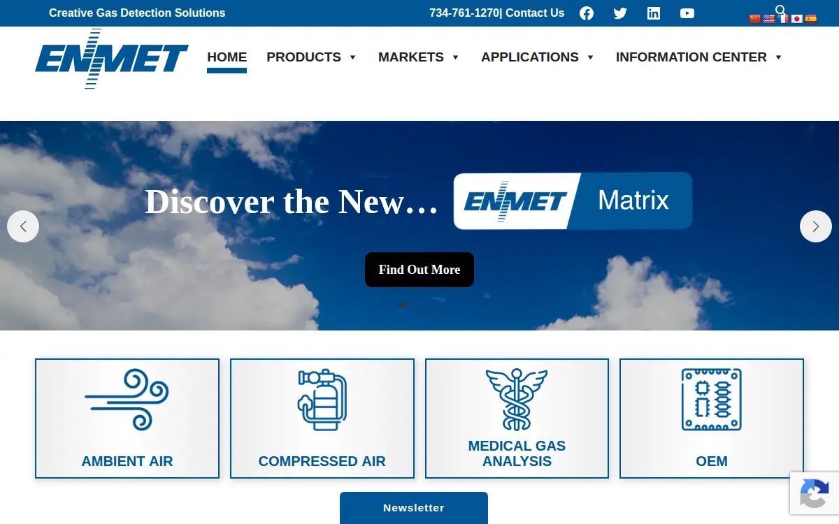Homepage of Enmet, INC.